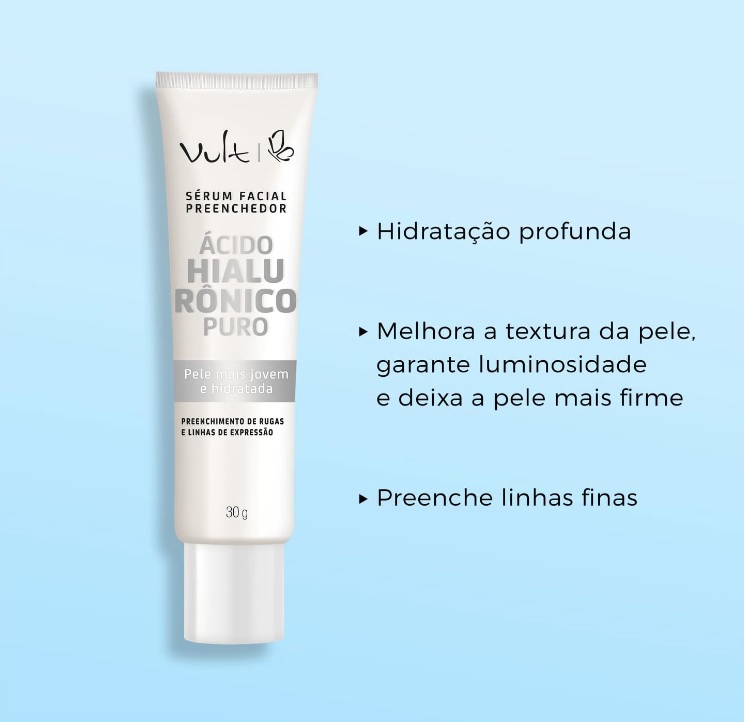 Sérum facial preenchedor com ácido hialurônico puro 30g, Vult