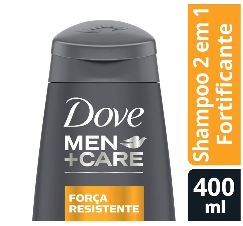 Shampoo 2 em 1 Cafeína Fortificante mais Cálcio Dove Men+Care Força Resistente Frasco 400ml, Dove