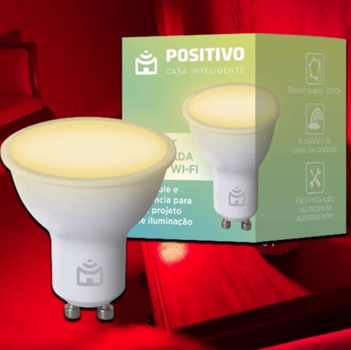 Smart Lâmpada Spot Wi-Fi Positivo Casa Inteligente, Dicroica, GU10, 350lm, LED 4,5W, Bivolt – Compatível com Alexa, Branco Quente