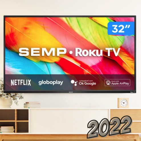 Smart Tv LED 32 Polegadas HD Wi-Fi USB HDMI Roku 32R6500 Semp TCL
