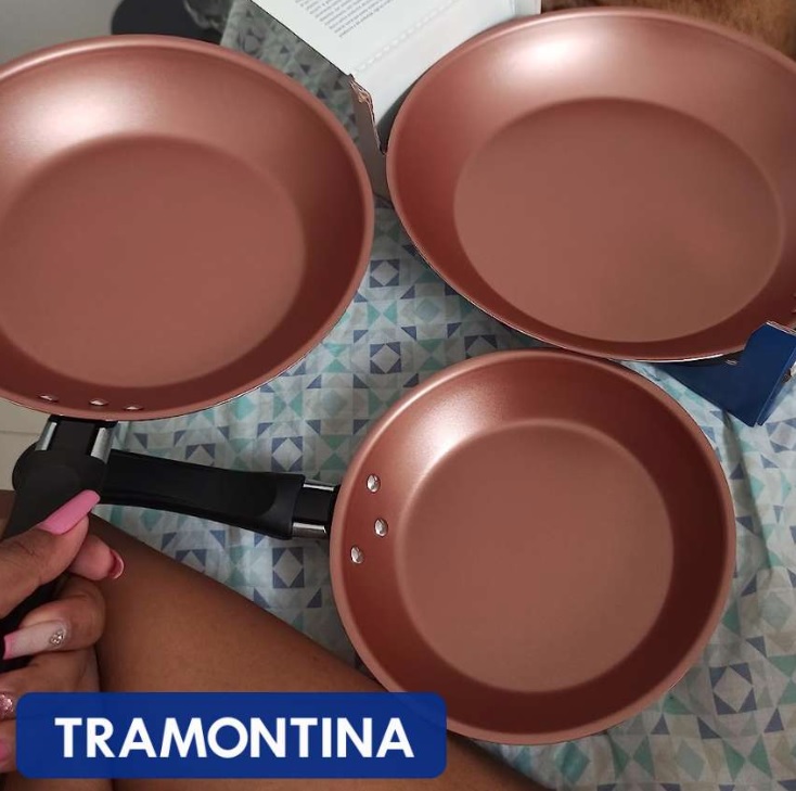 Tramontina JOGO FRIGIDEIRAS 3PCS CARIBE PRETO – SORTIDOS DE ALUMINIO COM REV ANTIADERENTE E POLIESTER