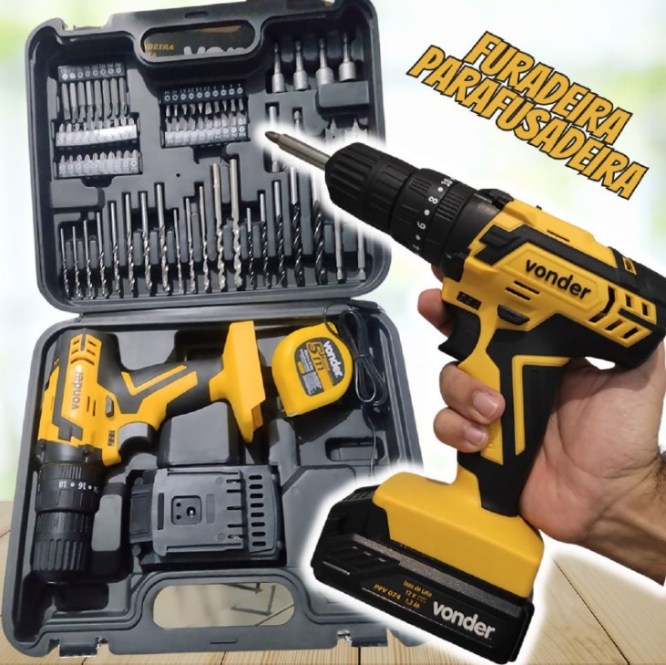 Furadeira Parafusadeira Impacto 3 * 8 12 V A Bateria Vonder