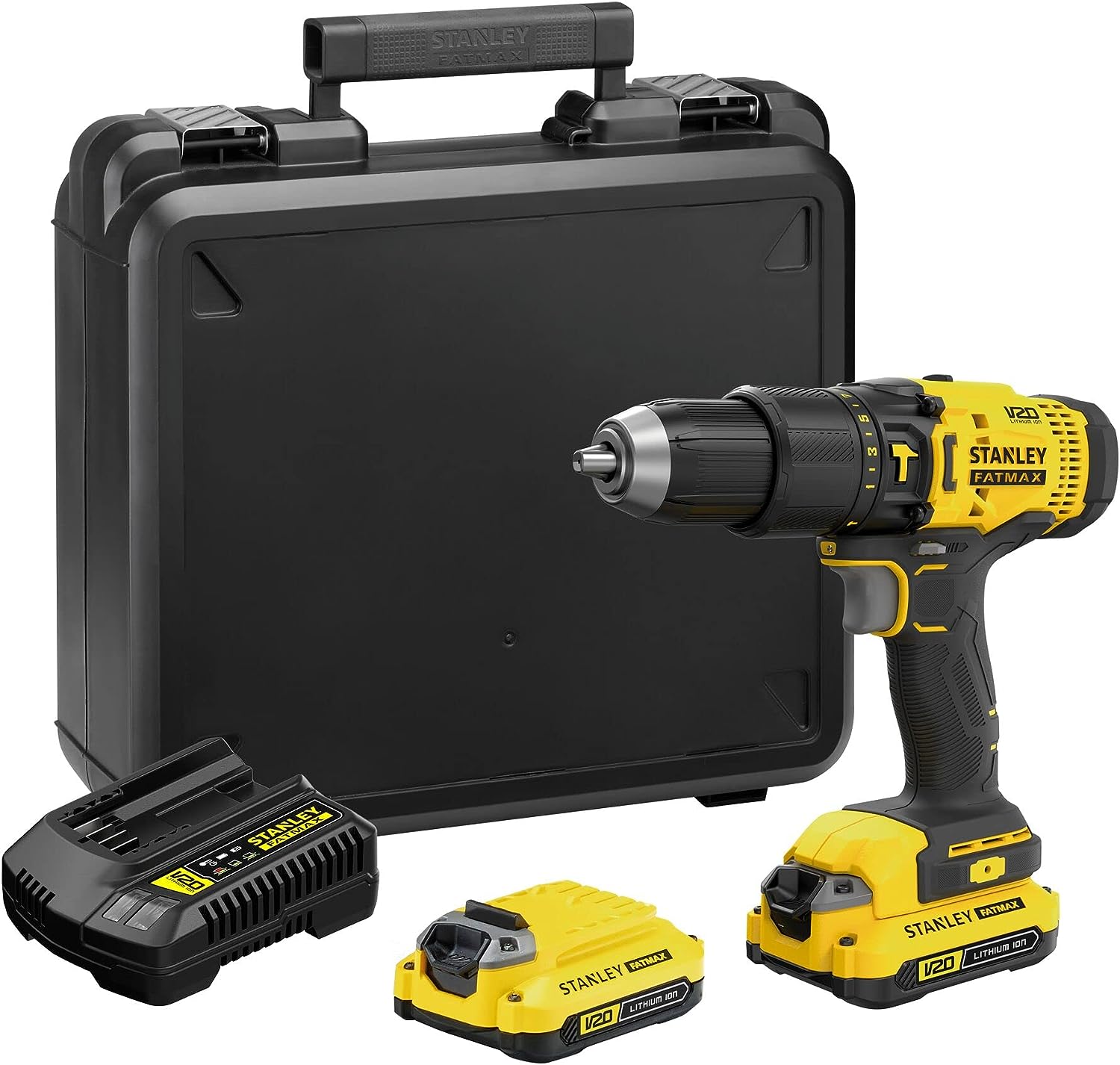 STANLEY Kit Parafusadeira e Furadeira de Impacto 1/2 Pol. (13mm) 20V MAX* com 2 Baterias Bivolt e Maleta SCD711C2K