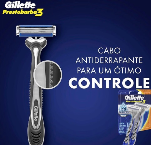 Aparelho de Barbear Descartável Gillette Prestobarba3 c/ 2 Unidades