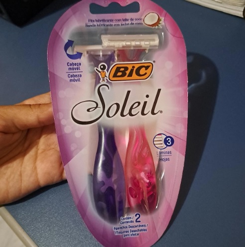 BIC Aparelho De Depilar Soleil Rosa E Roxo Com Fita Lubrificante De Óleo De Coco 919463 2 Unidades