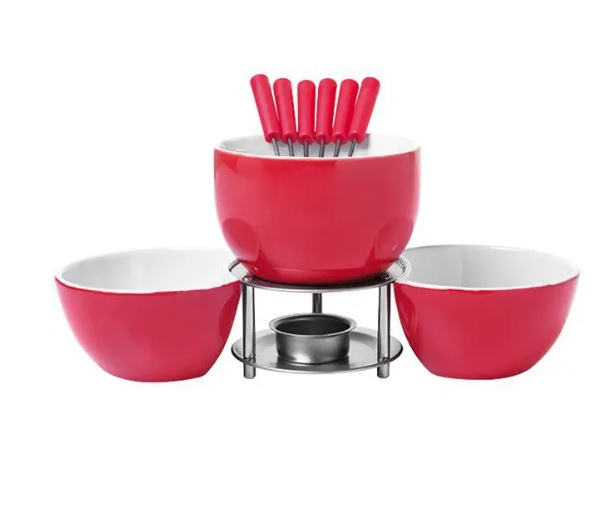 Aparelho de Fondue Cerâmica Brinox Vermelho – 10 Peças 1256/103