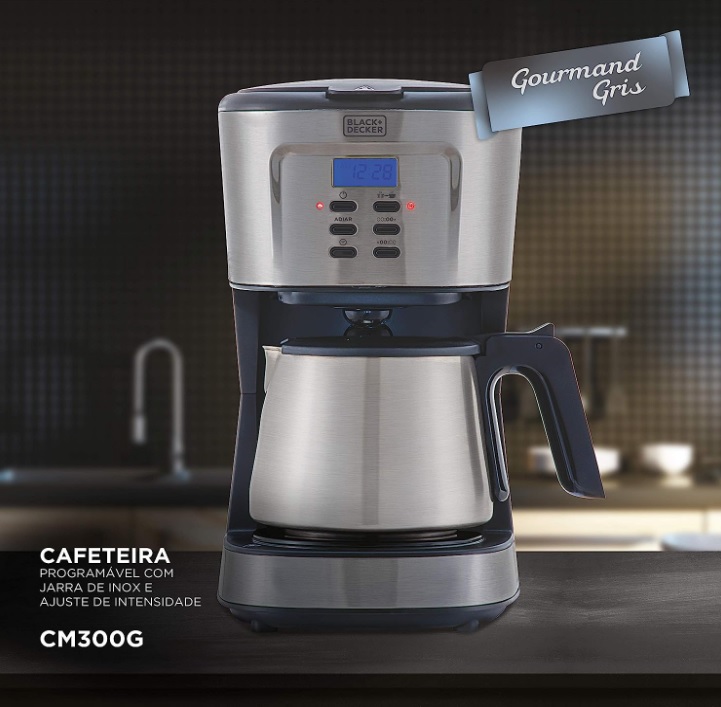 BLACK+DECKER Cafeteira Inox 30 Cafés/Xicaras Gourmand Gris 220V CM300G