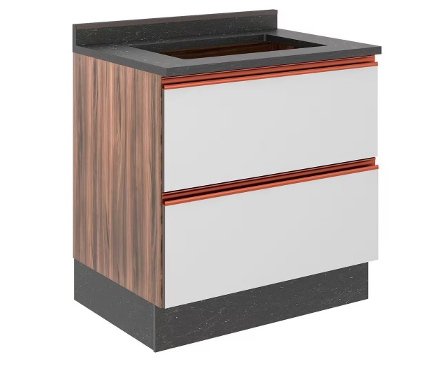 Balcão Cooktop Bartira Linea 4 Bocas 1 Gaveta com Porta Basculante