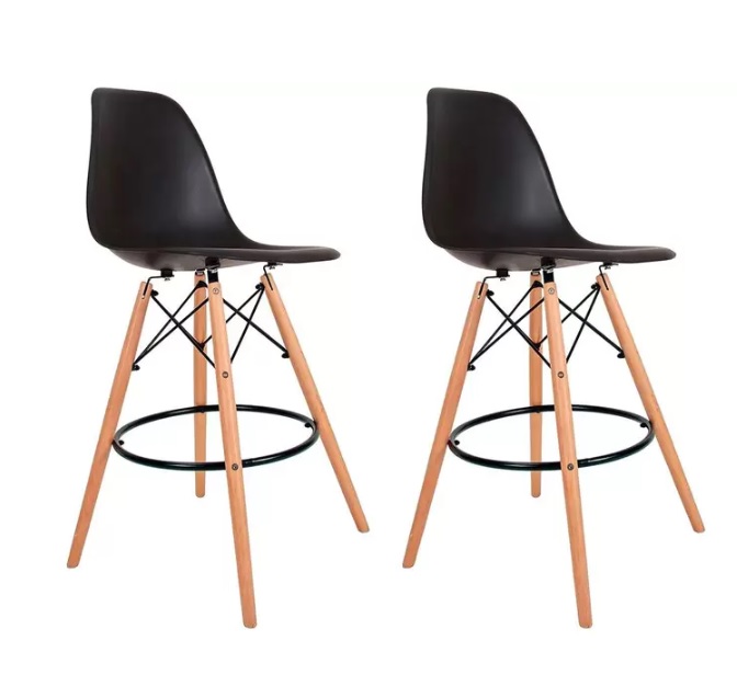Banqueta Alta com Encosto Preta Empório Tiffany – Eames DSW-M 2 Peças