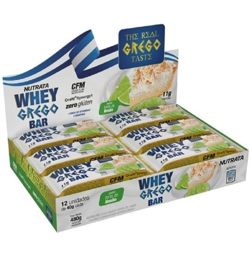 Barra Whey Grego Bar – 12 Unidades de 40g Torta de Limão, Nutrata