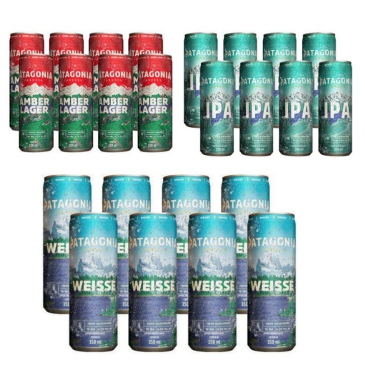 Cerveja Patagônia Weisse, Puro Malte IPA ou Amber Lager 8 Unidades – 350ml