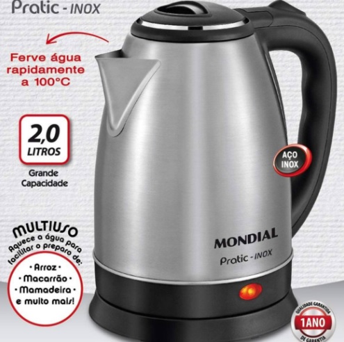 Chaleira Elétrica Pratic, Mondial, Preto/Inox, 1200W, 127V – CE-06