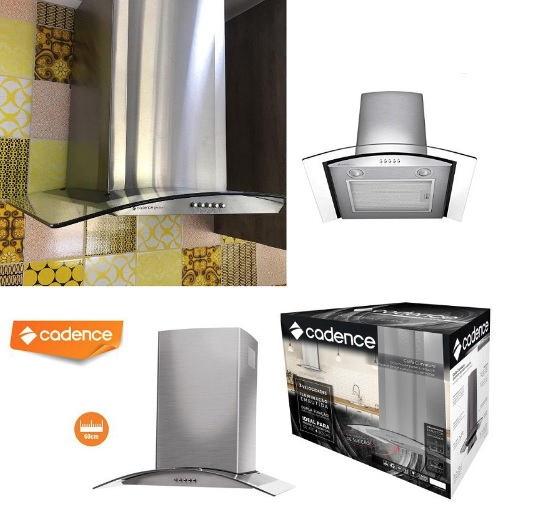 Coifa de Parede Cadence Gourmet, 60 cm, Vidro Curvo, Inox, 110V, CFA361
