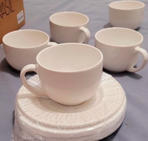 Conjunto C/ 6 Xícaras De Chá C/ 6 Pires Roma Branco 161 ml