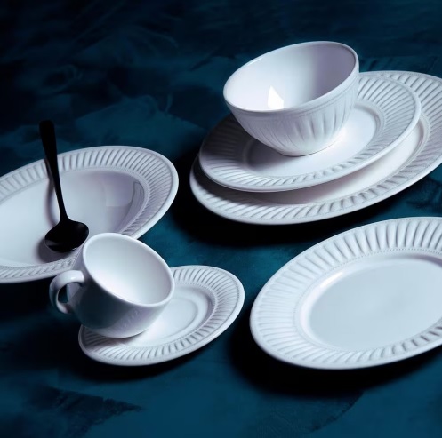 Conjunto com 6 Xícaras e Pires para Café Porto Brasil Daisy em Cerâmica Feldspática Branco – 72ml