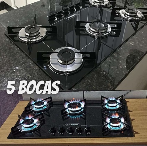 Cooktop 5 bocas Chamalux ultra chama preto Bivolt T.C
