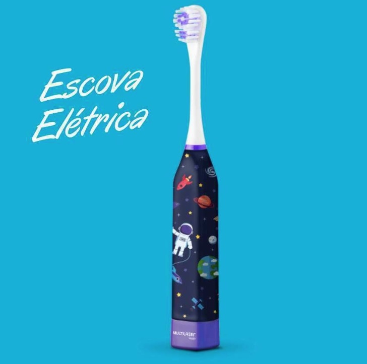 Escova Dental Elétrica Infantil Health Pro Multilaser Astronauta – HC169, Multilaser, HC169, Colorido