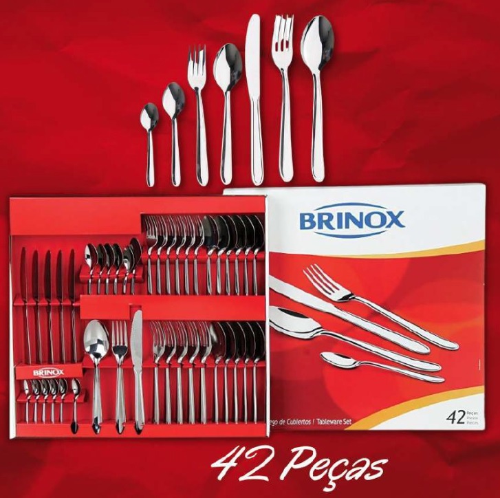 Faqueiro 42 Pçs Inox Siena Serve 6 Pessoas Brinox 5109/120