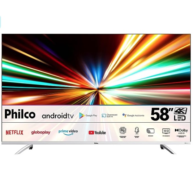 Fast Smart TV Philco 58 PTV58GAGSKSBL Dolby Audio 4K LED