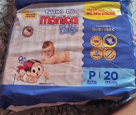 Fralda Turma da Monica Baby Jumbinho P 20 Unidades, Turma da Mônica Baby, Azul, P