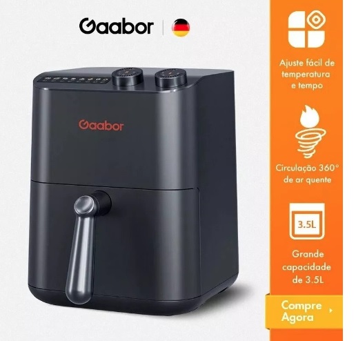 Fritadeira Elétrica Air Fryer Gaabor GA-M4D02A 1200W 3,5L Sem Óleo Grafite – 110v