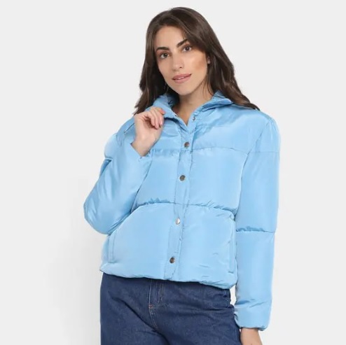 Jaqueta Puffer The Style Box Gola Alta Feminina