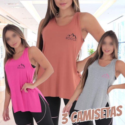 KIT 03 CAMISETAS REGATA FITNESS SILK ROCCA