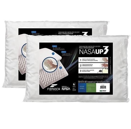 Kit 2 peças Travesseiro Nasa Up 3, para fronhas 50×70 cm, Fibrasca