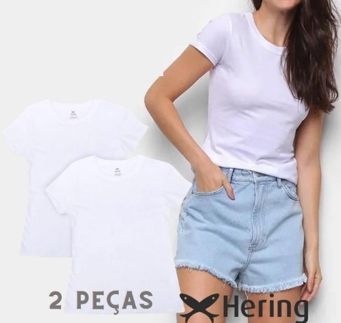Kit Camiseta Básica Hering Manga Curta – 2 Peças