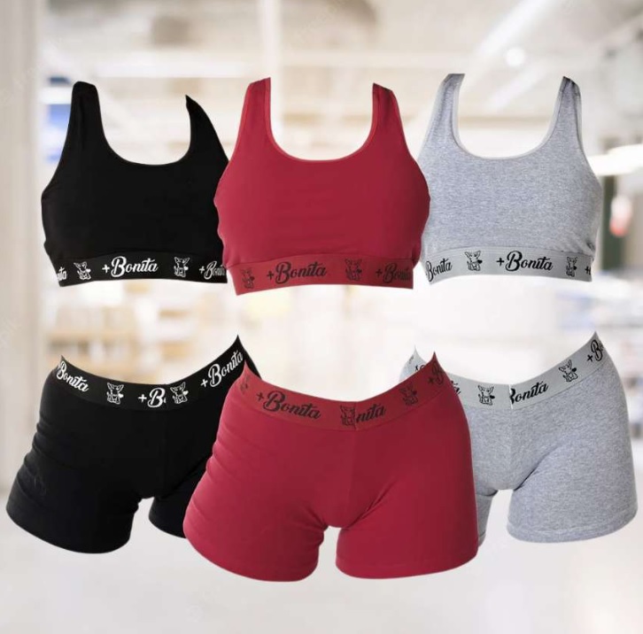 Kit com 3 Conjuntos Top + Short Algodão Penteado