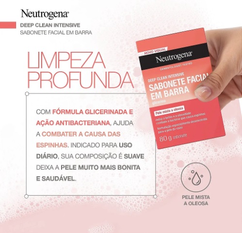 Neutrogena Sabonete Facial em Barra Deep Clean Intensive, 80g