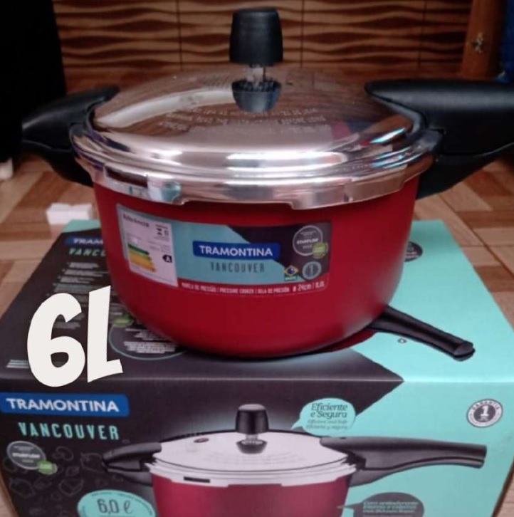 Panela de Pressão, Vancouver, Vermelha, 6L, Diâmetro 24 cm, Tramontina