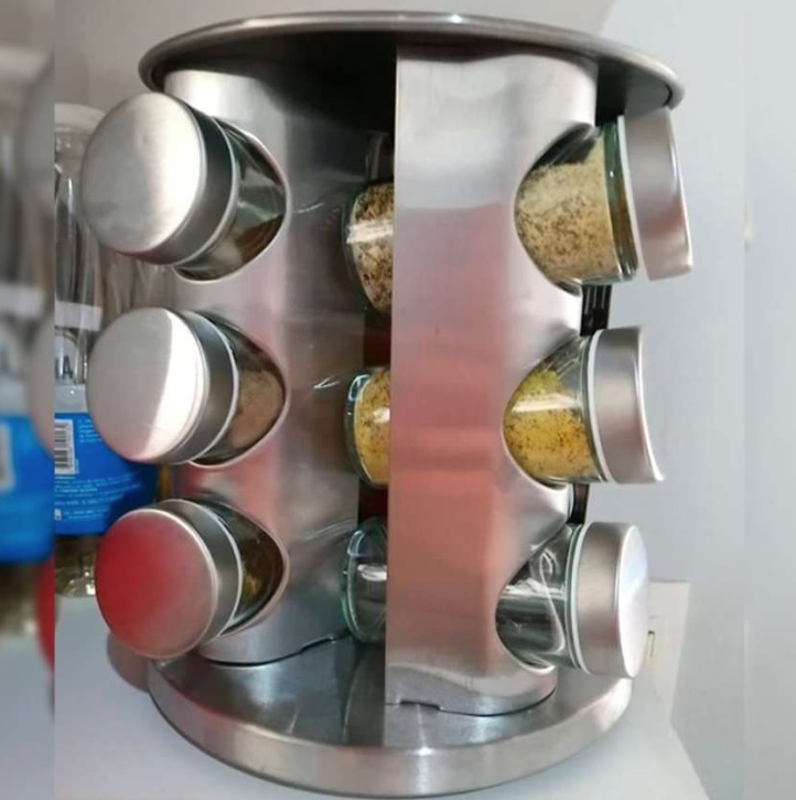 Porta Condimentos Giratório 12 Frascos Cromado Aço Inox- FUTURO