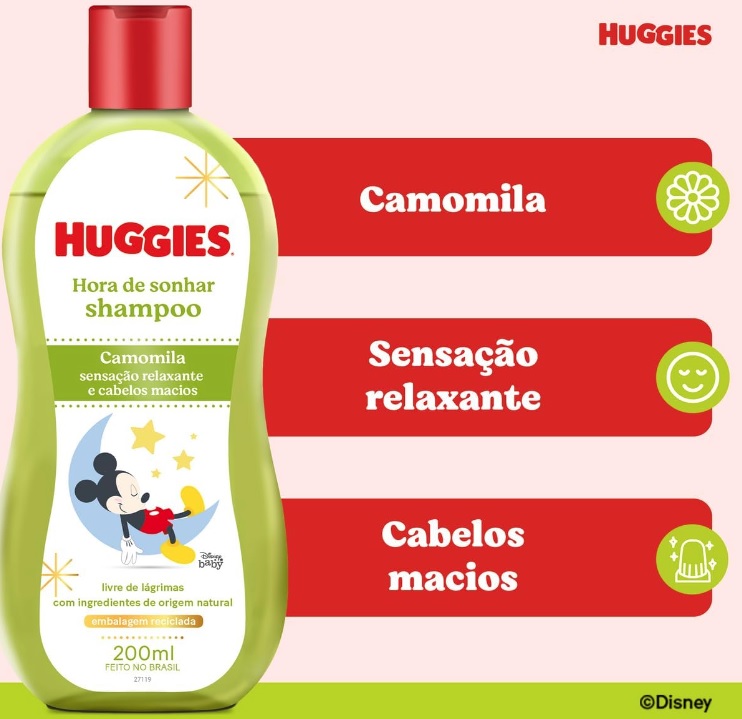 Shampoo Infantil Huggies Chá de Camomila – 200ml