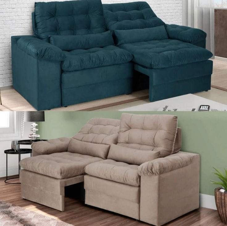 Sofá 4 Lugares Retrátil Reclinável Velosuede Cristal Next Sofás