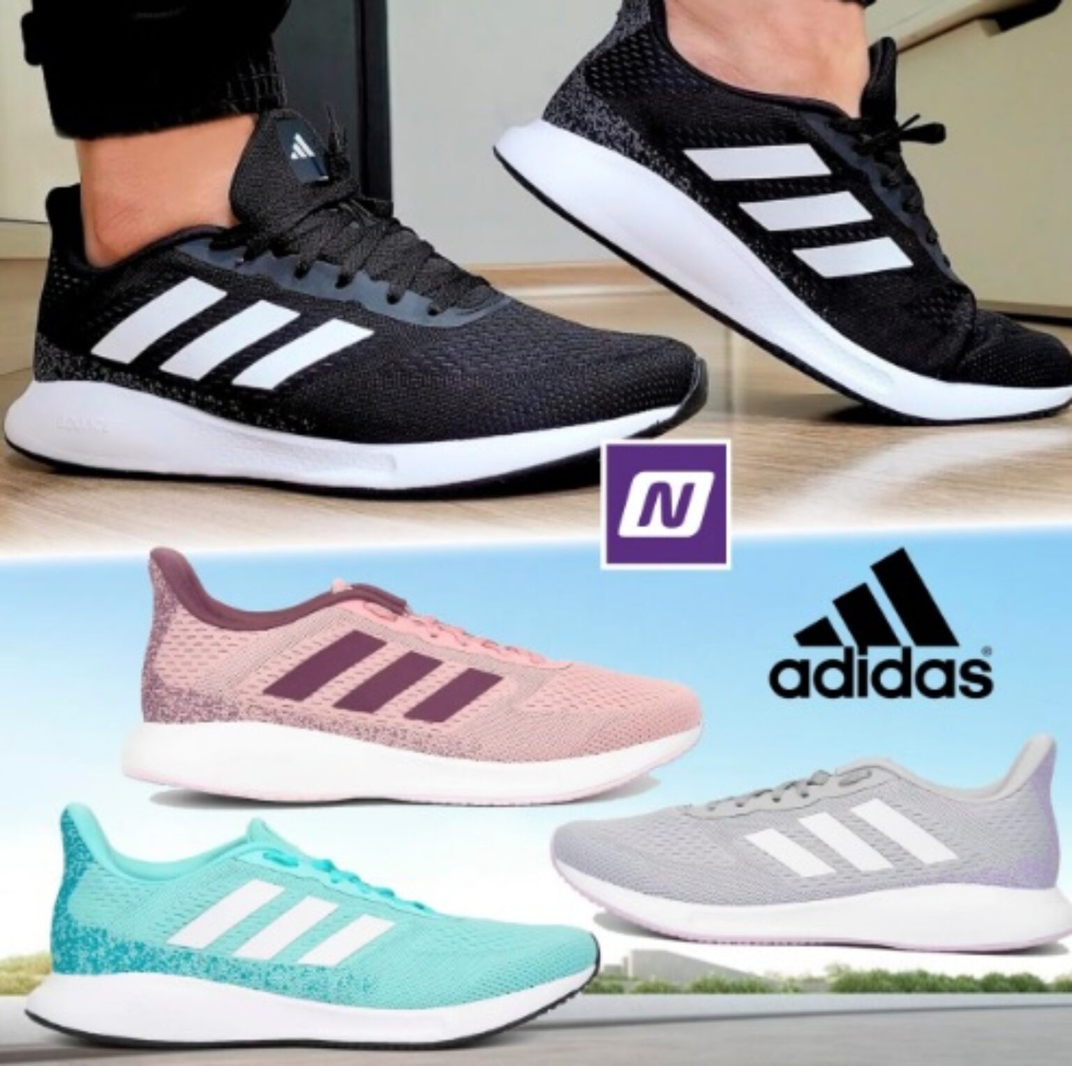 Tênis Adidas Endo Run Feminino - Cinza+Lilás - WT Promoções