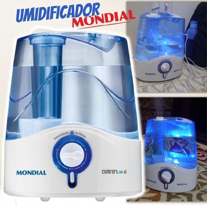 Umidificador de Ar Mondial, Comfort Air 6, Bivolt, Branco/Azul, 35W – UA-07