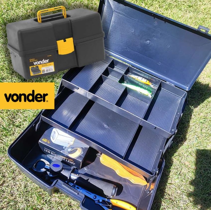 Vonder Caixa Para Ferramentas Plástica Com 2 Bandejas 37 0 Cm X 22 0 Cm X 20 0 Cm Vd 2001