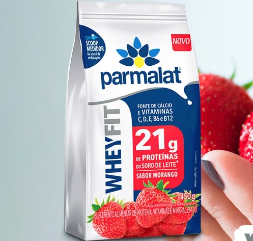Whey Protein em Pó Morango Whey Fit Parmalat 450G