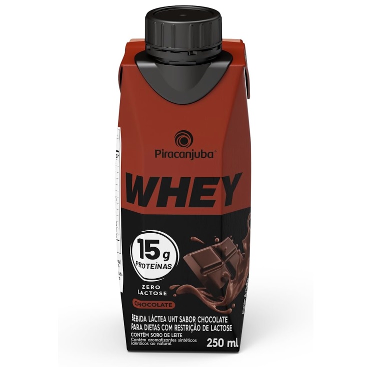 Piracanjuba Whey Zero Lactose 15g de proteína Sabor Chocolate 250ml