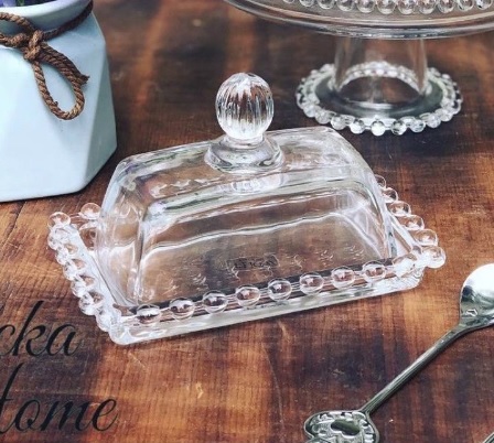 Wolff Pearl Manteigueira de Cristal, Transparente, 11 x 7 x 7 cm