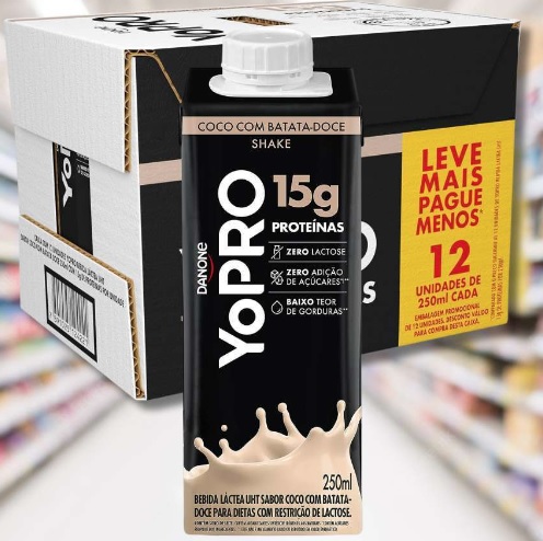 YoPRO, Pack Yopro Bebida Láctea Uht Coco com Batata Doce 15G de Proteínas 250 Ml -12 Unidades
