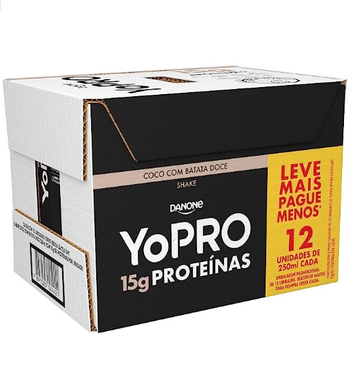 YoPRO, Pack Yopro Bebida Láctea Uht Coco com Batata Doce 15G de Proteínas 250 Ml -12 Unidades