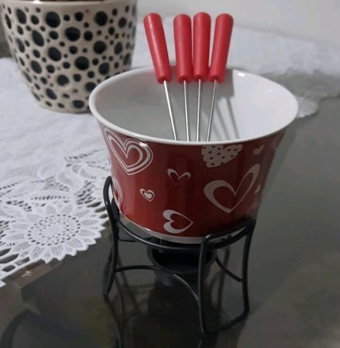 Aparelho de Fondue Cerâmica Brinox Vermelho – 6 Peças 1256/104