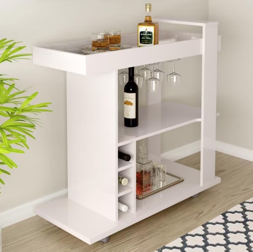 Bar Artely Moema com Porta Garrafas e Porta Taças