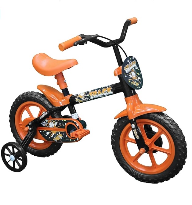 Bicicleta Arco Iris Infantil Aro 12 Preto e Laranja Track Bikes