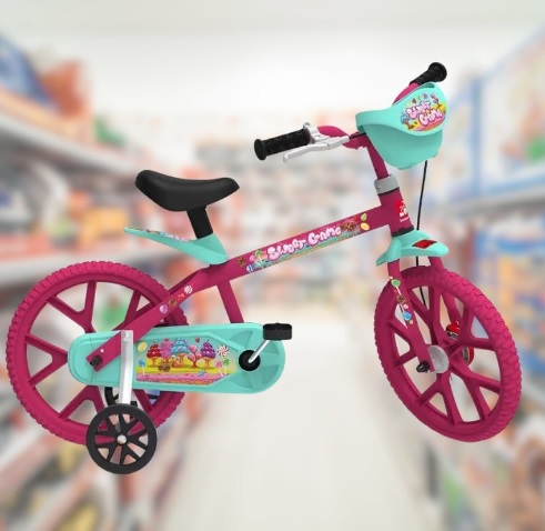 Bicicleta Infantil Aro 14 Bandeirante 3046 – Sweet Game Rosa