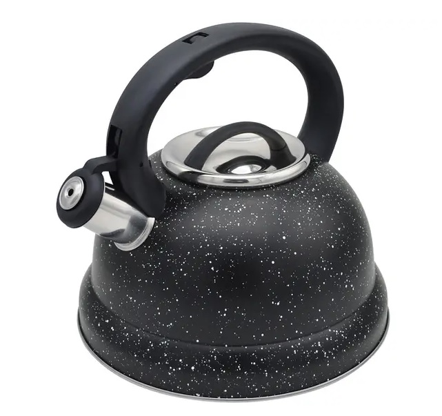 Chaleira Brinox Inox com Apito Preto Marble 2,7L Roma