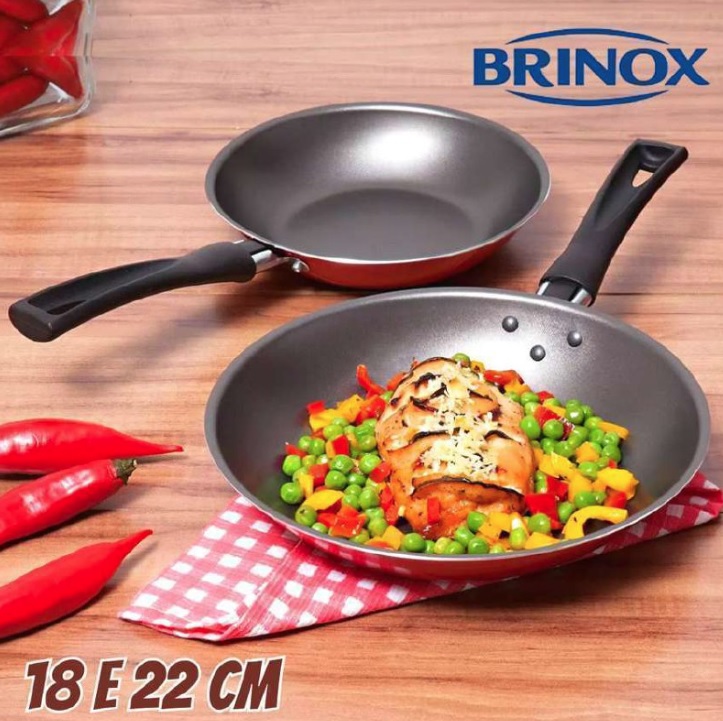 Conjunto 2 Frigideiras, Garlic, 18 e 22 cm, Vermelho Brinox