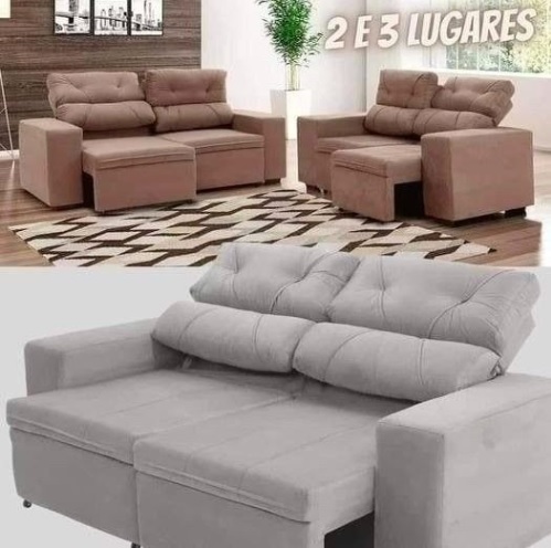 Conjunto de Sofás 2 e 3 Lugares Retrátil e – Reclinável Phormatta Evolution SMP